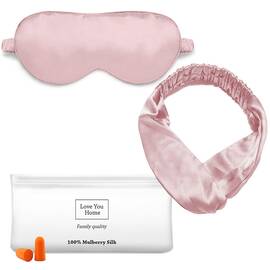 Набір для сну (маска, пов'язка, чех, беруші) рожевий Love you, Колір: рожевий