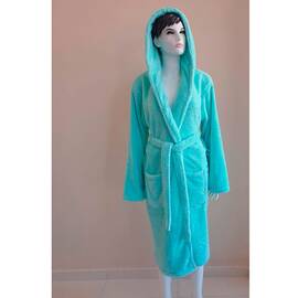 Халат махровый женский длинный c капюшоном Welsoft Мята S Zeron (19933), Цвет: зеленый, Размер: S