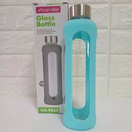 Пляшка скляна зі сталевою кришкою 550 мл Kamille (9024)