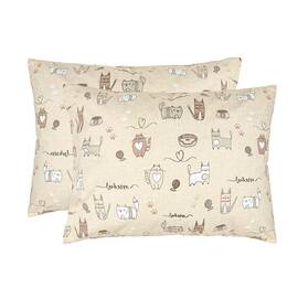 Наволочка бязева Home Line 50х70 (2 шт.) КОТЯЧА РАДІСТЬ пісочно-рожева (175855), Колір: коричневий, Тип: наволочки, Розмір: 50x70