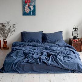 Постельное белье La Modno 2шт(160х220) STONEWASHED DARK BLUEBERRY (200321), Размер: семейный 2шт(160x220), Основной цвет: синий