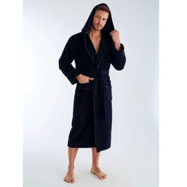 Халат мужской махровый NUSA ns 1335 lacivert (3xl) с капюшоном, Цвет: синий, Размер: 3XL