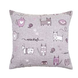 Подушка декоративна Home Line 40Х40 КІТ НА КУХНІ сіро-бузкова (175283), Колір: бузковий, Розмір: 40x40