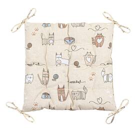 Подушка на стілець Home Line 40Х40 КІТ НА КУХНІ пісочний (175285), Колір: коричневий, Розмір: 40x40