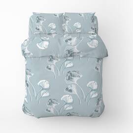 Полуторный комплект Home Line Бязь 145х214 (1 нав 50х70) ГІНКО БІЛОБА серо-голубой (173832), Размер: полуторный 145х210, Основной цвет: голубой