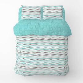 Полуторный комплект Home Line Бязь 145х214 (1 нав 50х70) ХВИЛІ/клетка бирюзовый (173833)