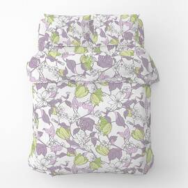 Полуторный комплект Home Line Бязь 145х214 (1 нав 50х70) ВЕСНЯНИЙ ВЕЧІР сиренево-зеленый (174438), Размер: полуторный 145х210, Основной цвет: сиреневый