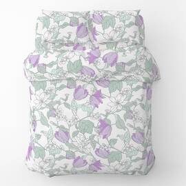Постельное белье Home Line полуторное поплин (1 нав 50х70) ВЕСНЯНИЙ ВЕЧІР лилово-ментоловый (168343)