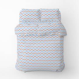 Полуторный комплект Home Line Бязь 145х214 (1 нав 50х70) ЗІГ ЗАГ голубо-коричневый (175852), Размер: полуторный 145х210, Основной цвет: голубой