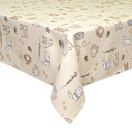 Скатертина Home Line 120Х150 КІТ НА КУХНІ пісочний (175271), Тип: скатертини, Основний колір: коричневий, Форма скатертини: прямокутна, Розмір: 120x150