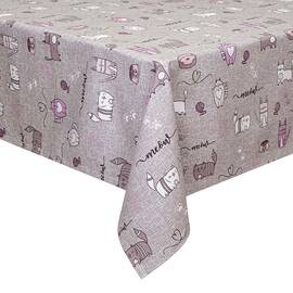 Скатертина Home Line 120Х150 КІТ НА КУХНІ сіро-бузковий (175272), Тип: скатертини, Основний колір: бузковий, Форма скатертини: прямокутна, Розмір: 120x150