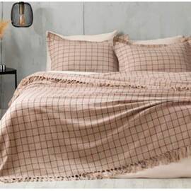 Покрывало вязаное 240х260 с наволочками 50х70 Achik Kahve Zeron (19861), Цвет: коричневый, Размер: 240x260