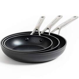 Набор сковородок KitchenAid FHA, 20+24+28 см с керамическим покрытием (CC005699-001), Цвет: черный, Тип: набор сковородок, Форма: круглая, Диаметр (см): 20/24/28