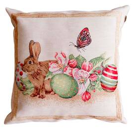 Подушка декоративна 45х45 Зайчик з писанками та квітами Веснянка Прованс (034272)