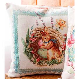 Наволочка декоративна 45х45 Зайчик з синьою стрічкою Злагода Прованс (034250)