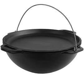 Казан азиатский чугунный с чугунной крышкой - сковородой 12 л Азия Brizoll (KA12-2), Объем казана: 12 л, Наличие крышки: с крышкой-сковородой