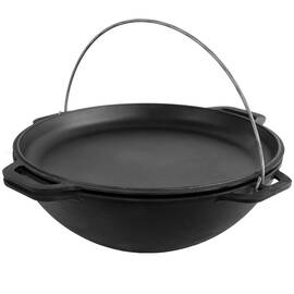 Казан азиатский чугунный с чугунной крышкой - сковородой 8 л Азия Brizoll (KA08-2), Объем казана: 8 л, Наличие крышки: с крышкой-сковородой