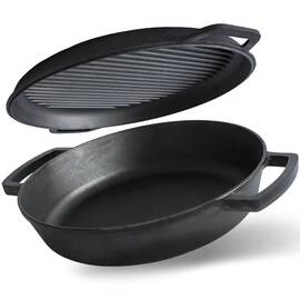 Сковорода чугунная с чугунной крышкой- сковородой Гриль 360х80 мм Monolith Brizoll (M3680U-3)