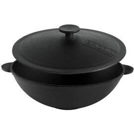 Сковорода чугунная WOK с чугунной крышкой 4,7 л 300х103 мм Brizoll (W30-1), Цвет: черный, Тип: сковорода вок, Форма: круглая, Диаметр (см): 30