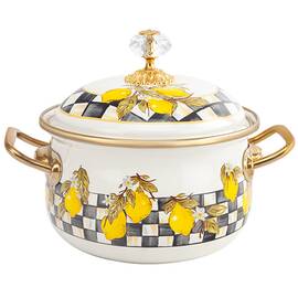 Каструля емальована SICILY Elmani з кришкою 1,5 л, 14 см (763-033), Тип: каструля, Об'єм: 1,5 л, Колір: жовтий