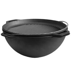 Казан азиатский чугунный с чугунной крышкой - сковородой гриль 15 л Азия Brizoll (KA15-3), Объем казана: 15 л, Наличие крышки: с крышкой-гриль