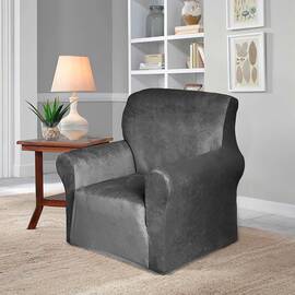 Чехол на кресло темно-серый велюр Love you, Цвет: графитовый, Размер: чеxлы для кресел