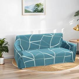 Чехол трикотажный на диван трехместный .033 Love you, Цвет: синий, Размер: для дивана