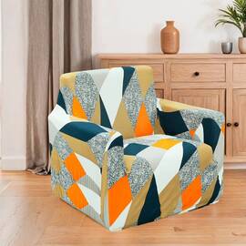 Чехол на кресло универсальный трикотажный без оборки .002 Love you, Цвет: оранжевый, Размер: чеxлы для кресел