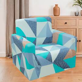 Чехол на кресло универсальный трикотажный без оборки .032 Love you, Цвет: голубой, Размер: чеxлы для кресел