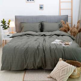 Постельное белье 94 сатин-страйп 2шт(143х210) Вилюта, Размер: семейный 2шт(145x210), Основной цвет: оливковый