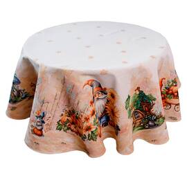 Скатерть круглая гобеленовая Гарбузові гноми D-140 Прованс (036305), Тип: скатерти, Цвет: оранжевый, Форма скатерти: круглая, Размер: Ø140