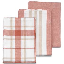 Набор кухонных полотенец KELA Pasado бело-теракотовый 65х45 см 3 шт. (15973), Цвет: терракотовый, Размер: 45x65