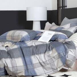 Постільна білизна 740 сатин твілл 200х220 (70х70) Вілюта, Розмір: двоспальний євро 200х220, Основний колір: синій