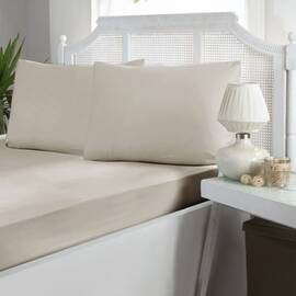 Простирадло сатинове на резинтці 160х200х30 з наволочками 50х70 First choice beige, Колір: бежевий, Тип: набори простирадла + наволочки, Розмір: 160x200x30