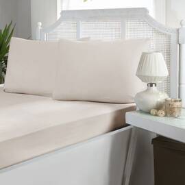 Простирадло сатинове на резинтці 180х200х30 з наволочками 50х70 First choice champagne, Колір: бежевий, Тип: набори простирадла + наволочки, Розмір: 180x200x30