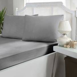 Простирадло сатинове на резинтці 180х200х30 з наволочками 50х70 First choice grey, Колір: сірий, Тип: набори простирадла + наволочки, Розмір: 180x200x30