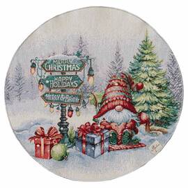 Салфетка круглая D-35 гобеленовая Різдвяне багаття Прованс (036429), Тип: салфетки, Цвет: белый, Форма скатерти: круглая, Размер: Ø35