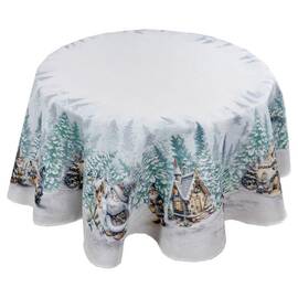 Скатерть круглая круглая D-180 гобеленовая Казкові гноми Прованс (038459), Тип: скатерти, Цвет: белый, Форма скатерти: круглая, Размер: Ø180