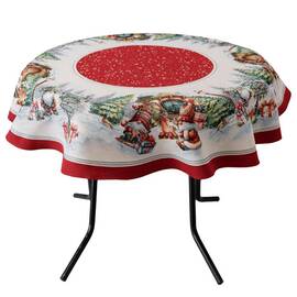 Скатерть круглая круглая D-180 гобеленовая Різдвяне багаття Прованс (038396), Тип: скатерти, Цвет: красный, Форма скатерти: круглая, Размер: Ø180