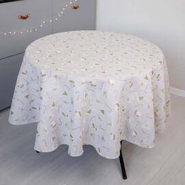 Скатерть круглая круглая D-180 Шапочки на бежевому Прованс (036816), Тип: скатерти, Цвет: бежевый, Форма скатерти: круглая, Размер: Ø180