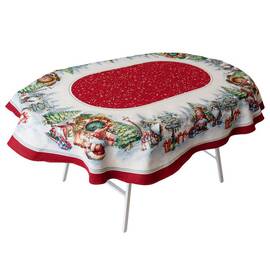 Скатерть овальная 135х240 гобеленовая Різдвяне багаття Прованс (037414), Тип: скатерти, Цвет: красный, Форма скатерти: овальная, Размер: 135x240