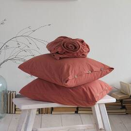 Комплект простынь 160х200х30 с наволочками 50х70 (2 шт) STONEWASHED TERRA COTTA (200396), Цвет: терракотовый, Тип: наборы простынь + наволочки, Размер: 160x200x30