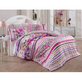 Постільна білизна Majoli ранфорс 200х220 Carolin v2 Lila