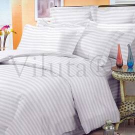 Постельное белье белый сатин-страйп 143х210 (50x70) Вилюта, Размер: полуторный 145х210, Основной цвет: белый