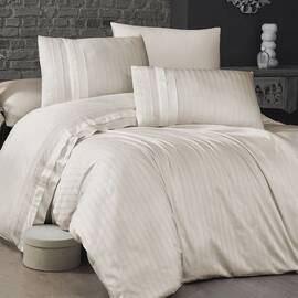 First Сhoice люкс сатин 200х220 new trend krem, Розмір: двоспальний євро 200х220, Основний колір: кремовий