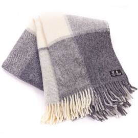 Плед вовняний 170х210 Клітка 101.8 Klippan Saule (9В38), Основний колір: сірий, Розмір: 170x210