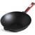 Сковорода чавунна WOK із дерев'яною ручкою Bordo 2,2 л 240х70 мм Brizoll (W24HP2), Колір: бордовий, Тип: сковорода вок, Форма: кругла, Діаметр (см): 24