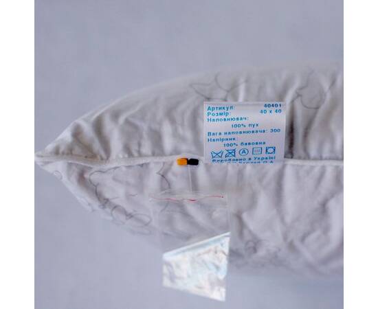 Подушка IGLEN 40х40 пух 100% в тику (40401G), Колір: білий, Розмір: 40x40, зображення 3