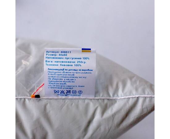Подушка IGLEN полегшена 40х60 пух 100% в тику (406011G), зображення 3