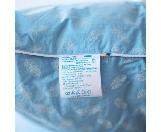 Подушка IGLEN 70х70 пух 30% в тику (70704), Колір: білий, Розмір: 70x70, зображення 3